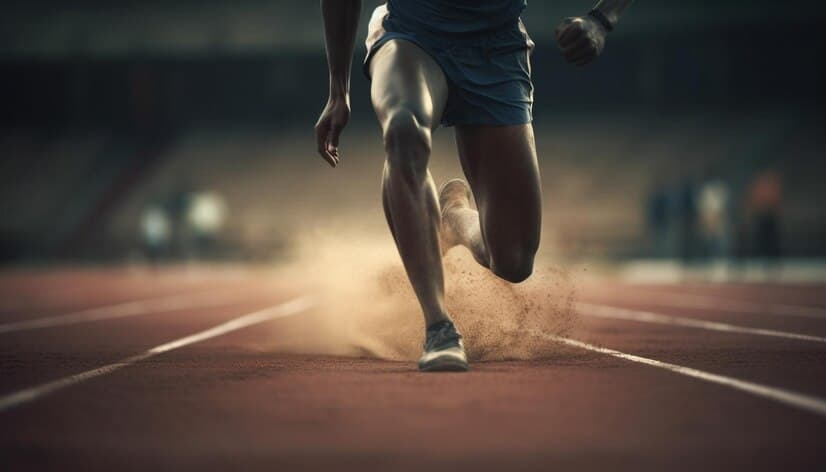 Athlete training on a track, PRP treatment for sports recovery